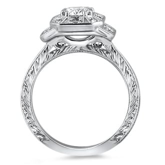Custom Antique Halo with Baguettes and Celtic Engraving