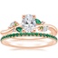14K Rose Gold Arden Diamond Ring with Lab Emerald Accents with Luxe Ballad Emerald Ring