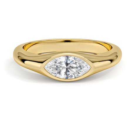 18K Yellow Gold East-West Bezel Solitaire Signet Ring