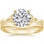 18K Yellow Gold Entwined Celtic Love Knot Ring with Petite Curved Wedding Ring