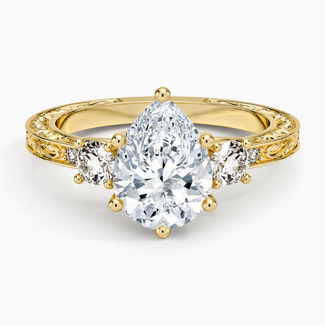 Antique Scroll Engraved Three Stone Diamond Ring (1/3 ct. tw.)