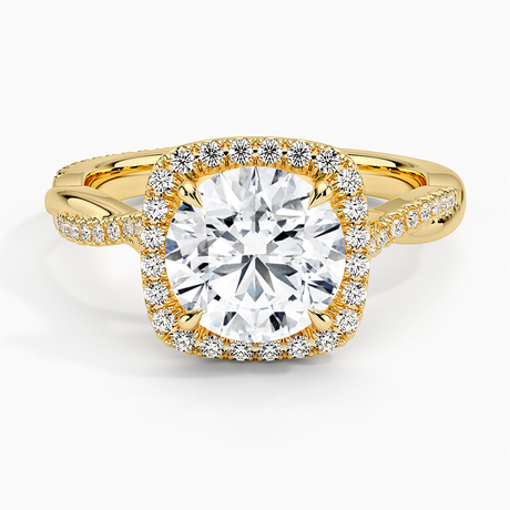 18K Yellow Gold Petite Twisted Vine Halo Diamond Ring (1/4 ct. tw.)