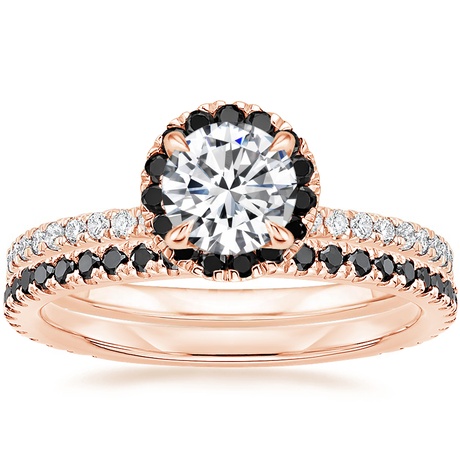 14K Rose Gold Waverly Diamond Ring with Black Diamond Accents with Luxe Ballad Black Diamond Ring
