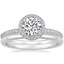 18K White Gold Valencia Halo Diamond Ring (1/2 ct. tw.) with Petite Comfort Fit Wedding Ring
