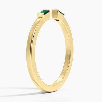 Savannah Baguette Lab Emerald Open Ring