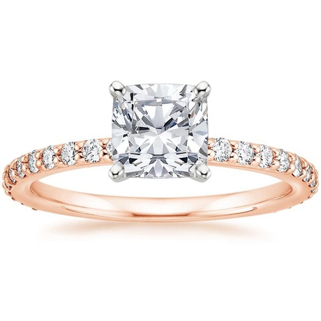14K Rose Gold Luxe Petite Shared Prong Diamond Bridal Set (3/4 ct. tw.)