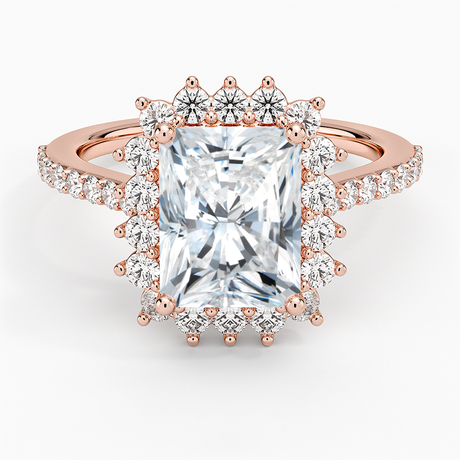 14K Rose Gold Luxe Sunburst Halo Diamond Ring (1/2 ct. tw.)