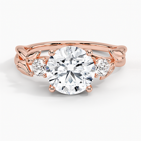 14K Rose Gold Budding Willow Three Stone Diamond Ring
