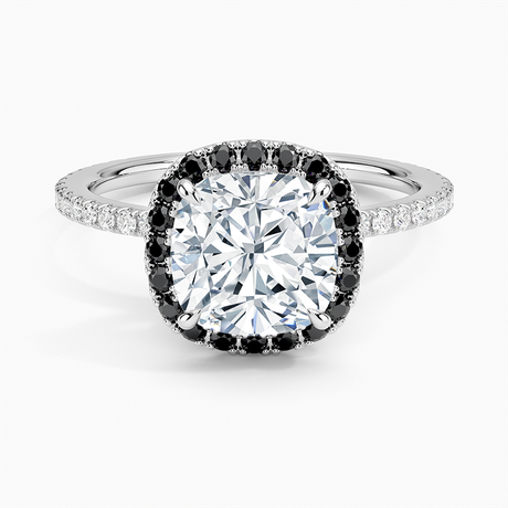 Waverly Halo Diamond Ring with Black Diamond Accents - Brilliant Earth