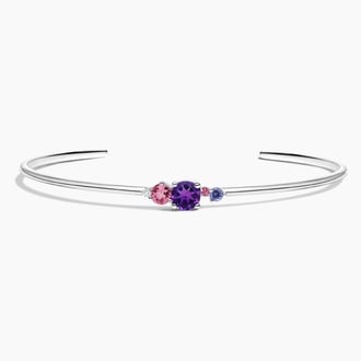 Silver Lilac Bouquet Cuff Bracelet