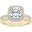 18K Yellow Gold Valencia Halo Diamond Ring (1/2 ct. tw.) with Luxe Ballad Diamond Ring (1/4 ct. tw.)