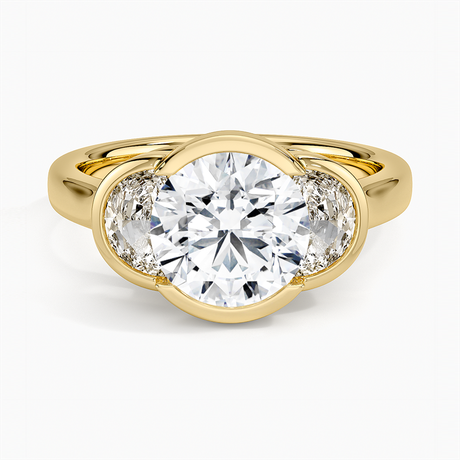 Half Moon Three Stone Bezel Diamond Ring (1/2 ct. tw.)