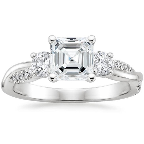 18K White Gold Three Stone Petite Twisted Vine Diamond Bridal Set (1/2 ct. tw.)