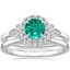 18K White Gold Fiorella Halo Diamond Ring (1/6 ct. tw.) with Crescent Diamond Ring