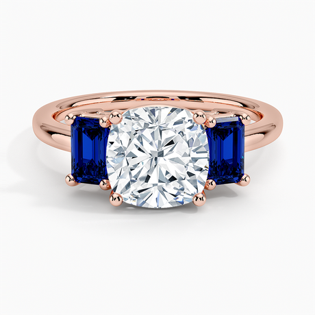 14K Rose Gold Luxe Rhiannon Three Stone Sapphire Ring