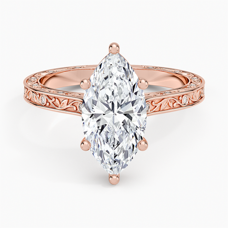 14K Rose Gold Grove Perfect Fit Engraved Diamond Ring (1/10 ct. tw.)