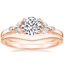 14K Rose Gold Verbena Diamond Ring with Petite Curved Wedding Ring