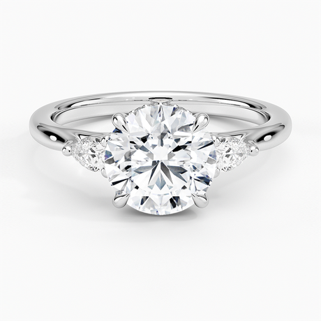 Platinum Floating Three Stone Pear Diamond Ring