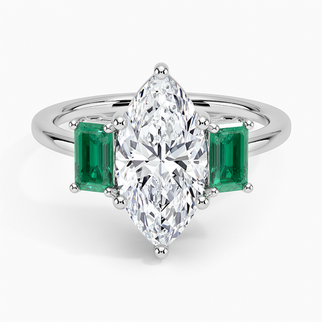 Platinum Luxe Rhiannon Three Stone Lab Emerald Ring
