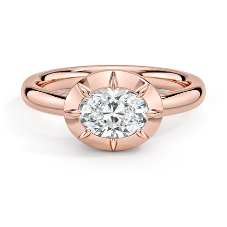 14K Rose Gold Harper East-West Bezel-Prong Solitaire Ring