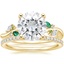 14K Yellow Gold Arden Diamond Ring with Lab Emerald Accents with Luxe Ballad Diamond Ring (1/4 ct. tw.)
