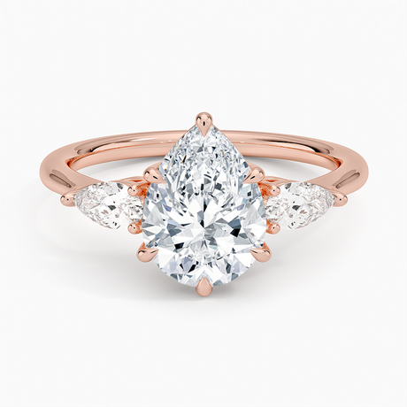 14K Rose Gold Opera Three Stone Diamond Ring