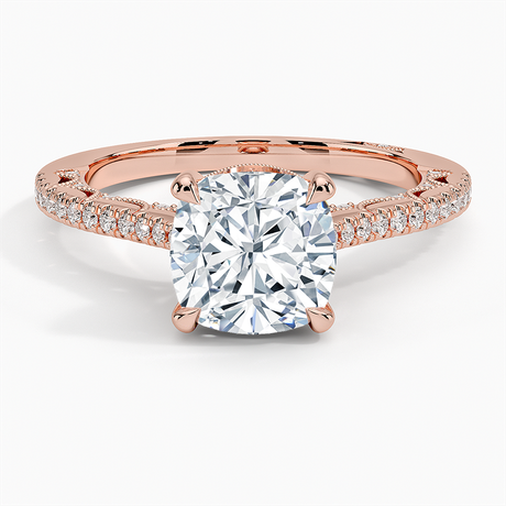 18K Rose Gold Tacori Lunetta Crescent Cathedral Diamond Ring
