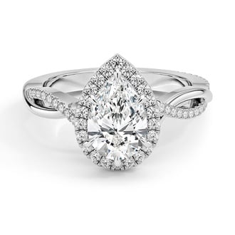 Custom Twisted Halo Diamond Ring
