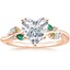 14K Rose Gold Arden Diamond Ring with Lab Emerald Accents, smalltop view
