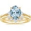 18KY Aquamarine Trillion Three Stone Diamond Engagement Ring with Hadley Contoured Diamond Ring, smalltop view