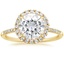18K Yellow Gold Cambria Halo Diamond Ring, smalltop view