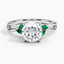 18K White Gold Willow Ring With Lab Emerald Accents, smalltop view