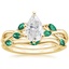 18KY Moissanite Willow Bridal Set With Lab Emerald Accents, smalltop view