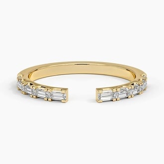 Gemma Baguette Diamond Open Ring in 18K Yellow Gold