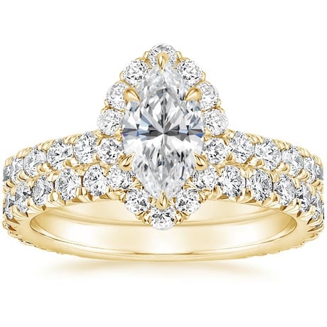 18K Yellow Gold Luxe Sienna Halo Diamond Bridal Set (1 3/8 ct. tw.)