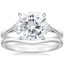 Platinum Trillion Three Stone Diamond Ring with Petite Curved Wedding Ring