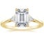 18K Yellow Gold Trillion Cut Three Stone Diamond Ring, smalltop view