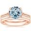 14KR Aquamarine Jade Trau Alure Solitaire Ring with Sorella Double Wedding Ring, smalltop view