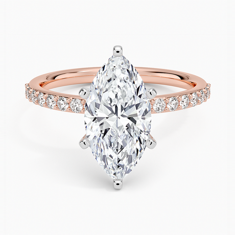 14K Rose Gold Petite Shared Prong Half Coverage Diamond Ring