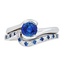 Custom Sapphire Cascade Ring with Matching Sapphire and Diamond Pave Wedding Band