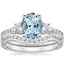 18KW Aquamarine Antique Scroll Three Stone Trellis Diamond Bridal Set, smalltop view