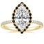 18K Yellow Gold Waverly Halo Diamond Ring with Black Diamond Accents, smalltop view