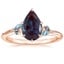 14K Rose Gold Camellia Indigo Milgrain Ring, smalltop view