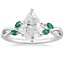 Platinum Willow Ring With Lab Emerald Accents, smalltop view