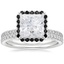 18KW Moissanite Waverly Diamond Ring with Black Diamond Accents with Luxe Ballad Diamond Ring, smalltop view