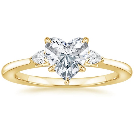 18K Yellow Gold Perfect Fit Three Stone Pear Diamond Ring with Luxe Ballad Diamond Ring