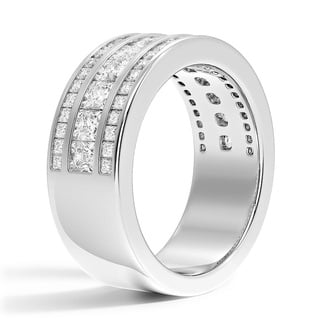 Custom Multi Row Radiant Diamond Wedding Ring