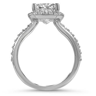 Custom Shared-Prong Cushion Halo Diamond Ring