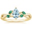 18K Yellow Gold Willow Ring With Lab Emerald Accents, smalltop view