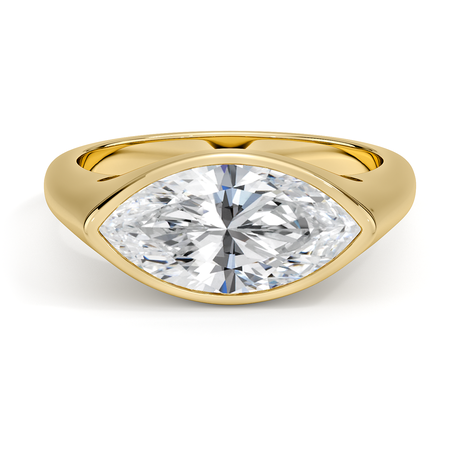 18K Yellow Gold East-West Bezel Solitaire Signet Ring
